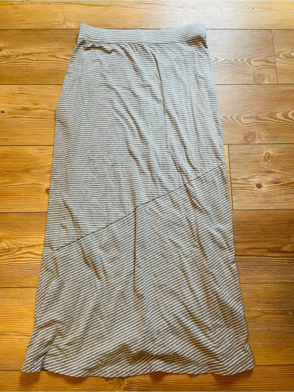 Sonoma Light Gray and White Striped Maxi Skirt